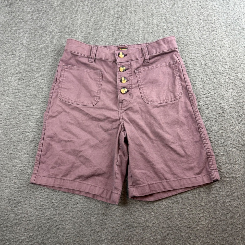 Lee Button Fly Shorts Womens 2 Medium Purple High Waisted Cotton Blend 112325068